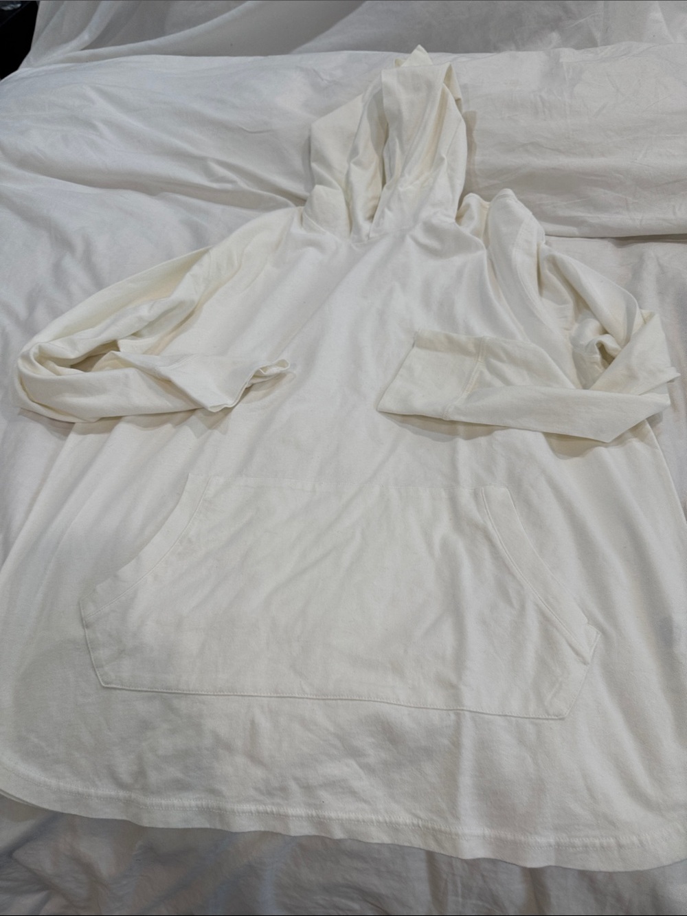 J. Crew White Pullover Hoodie with Kangaroo Pocket